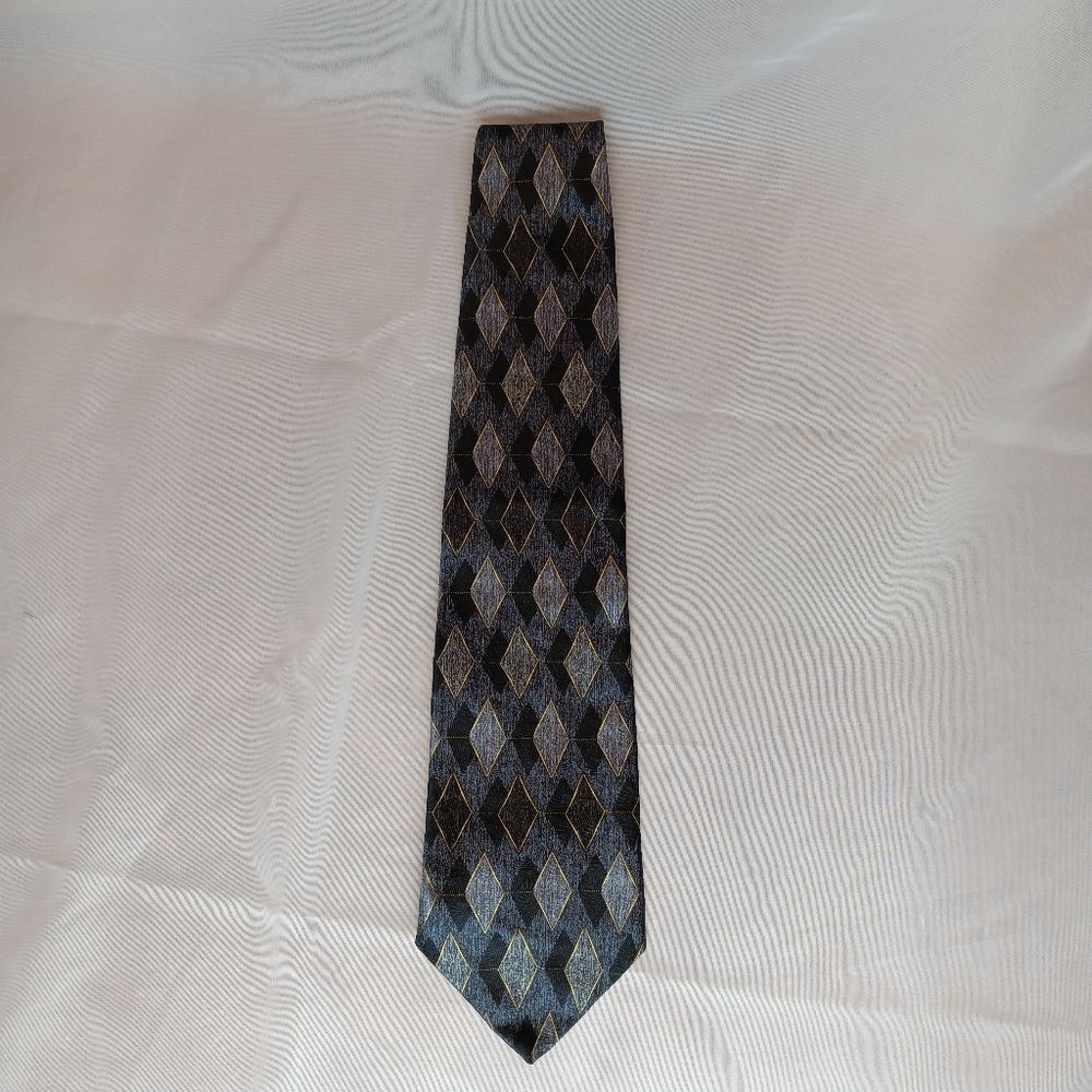 Axis Silk Necktie Rhombus Patterned Men's Made In USA